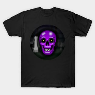 Skull, bruise purple, with background T-Shirt